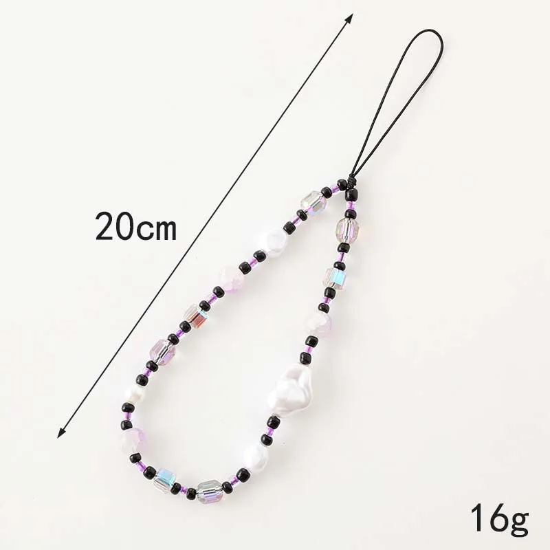 Trendy Love Pearl Bow Beaded Phone Chain Lanyard Simple Alien Pearl Star Charming Wrist Strap Phone Case Rope Jewelry for Women