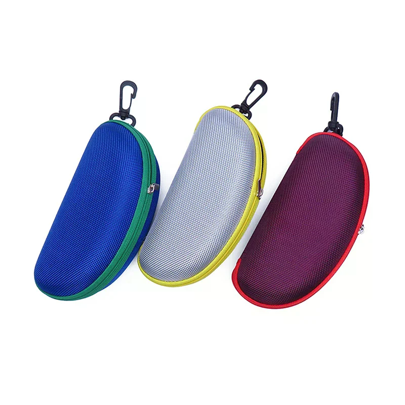 Portable Colorful EVA Glasses Case With Carabiner Hook Sunglasses Hard Cases Zipper Eyeglasses Protector Box Eyewear Accessories