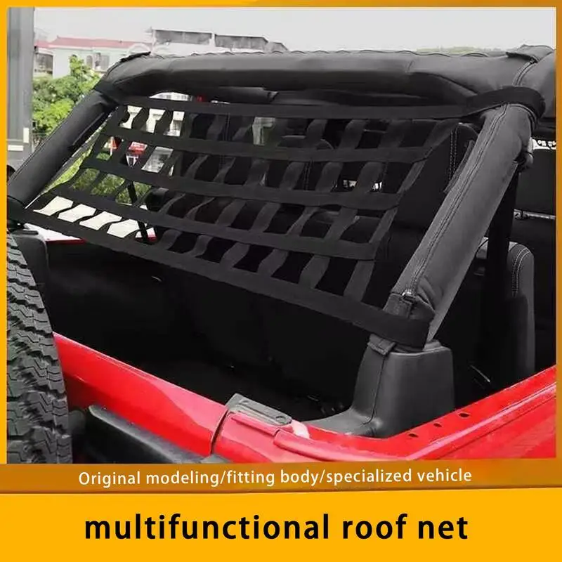 Cargo Net Hammock Car Top Net 61.4x19.7 Inches Car Roof Net Car Hammock Storage Car-Net Accessories For Self-Driving Tour Hiking