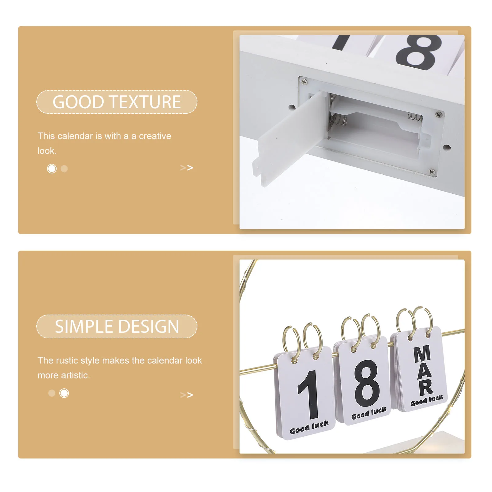 Rustic Perpetual Desk Calendar St White Creative Home Decor Aesthetic Flip Page Tabletop Accessories Reusable Household