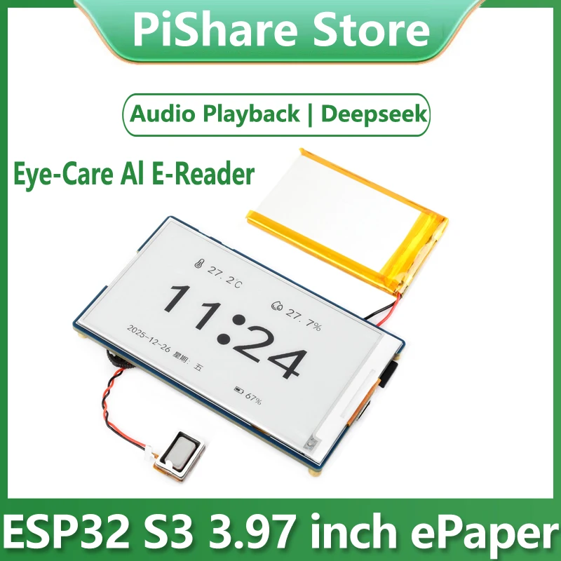 

Плата разработки ESP32-S3 AI с 3,97-дюймовым экраном e-Paper Ink, дисплей 3,97 дюйма, AIoT Deepseek