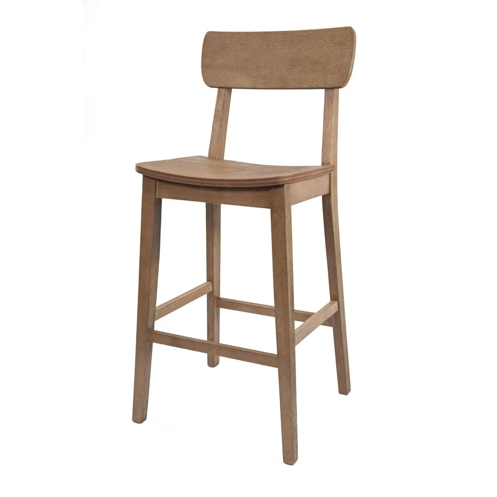 

Torino Bar Height High Back Wooden Stool Kitchen Counter Stool with Stability Footrest Easy Assembly Dining Kitchen Home Bar