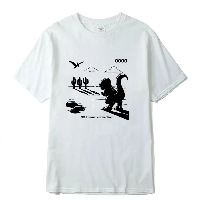 

Summer round-neck casual men's T-shirt, 100% pure dinosaur attack pattern printed short-sleeved y2k top