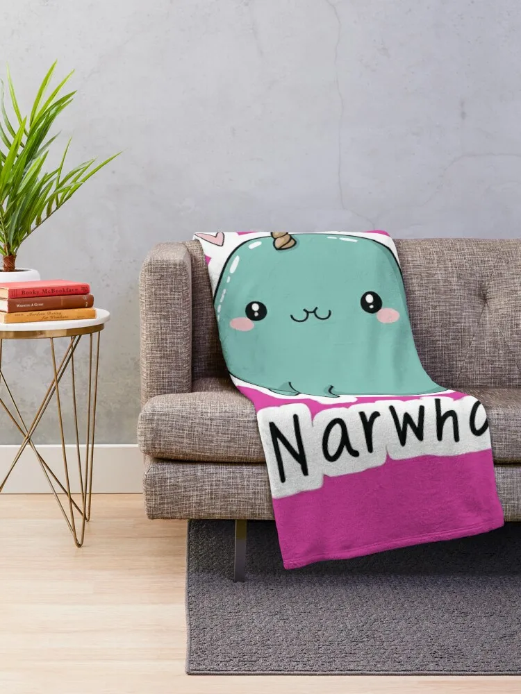 Cute Turquoise Narwhal Sticker _ Cute Turquoise Narwhal Throw Blanket Giant Sofa Camping Luxury Thicken Blankets