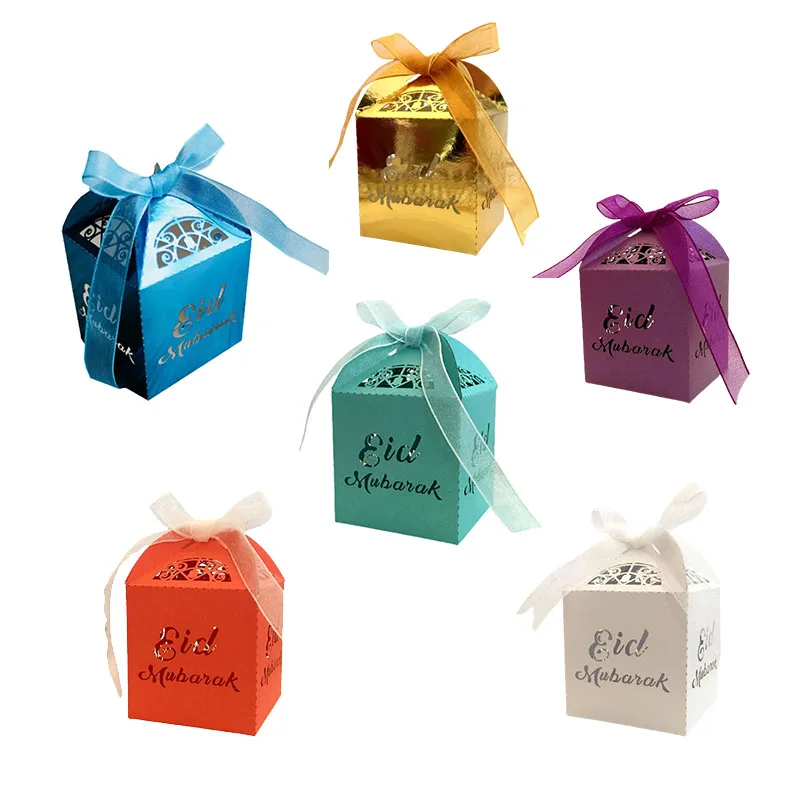 10Pcs Eid Mubarak Candy Box Ramadan Kareem Favor Gift Boxes DIY  Islamic Muslim Festival Supplies Happy al-Fitr Eid Party Decor