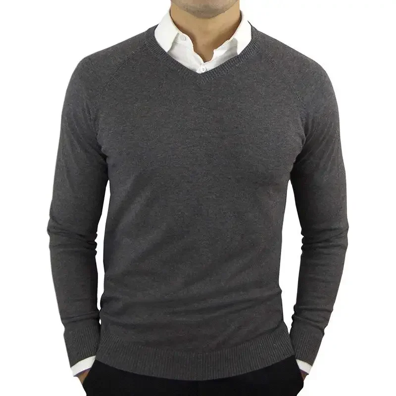 

2022 High Quality New Fashion Brand Woolen Knit Pullover V Neck Sweater Black for Men Autum Winter Casual Jumper Men Clothes 2Xl