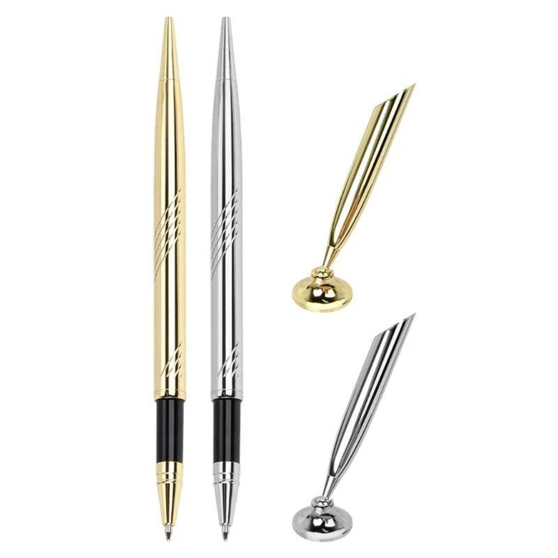 4 Pcs/Set Ballpoint Pen with Base Metal Pen Reception Pen Counter Service Pen