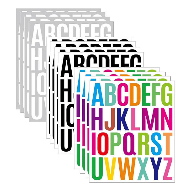 AB11-12 Sheets Letter Sticker, 312 PCS Waterproof Alphabet Stickers , 2 Inch Self Adhesive Letters Kit Vinyl Letter Stickers