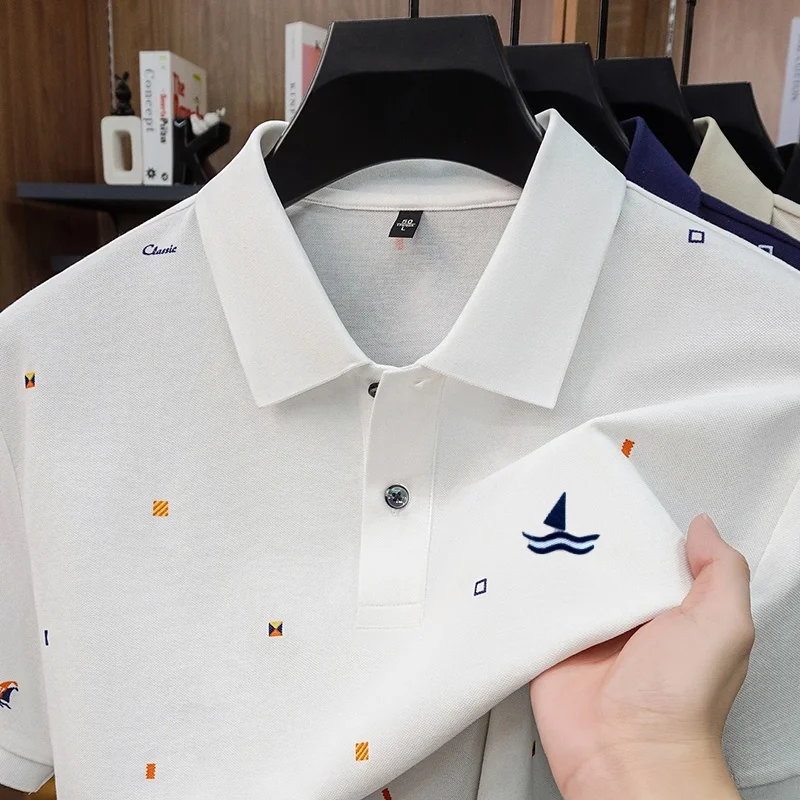 Men's Summer Brand Short Sleeved Polo Shirt, Embroidered High-Quality Hot Selling T-Shirt, Fashionable Casual Men's Clothing Top