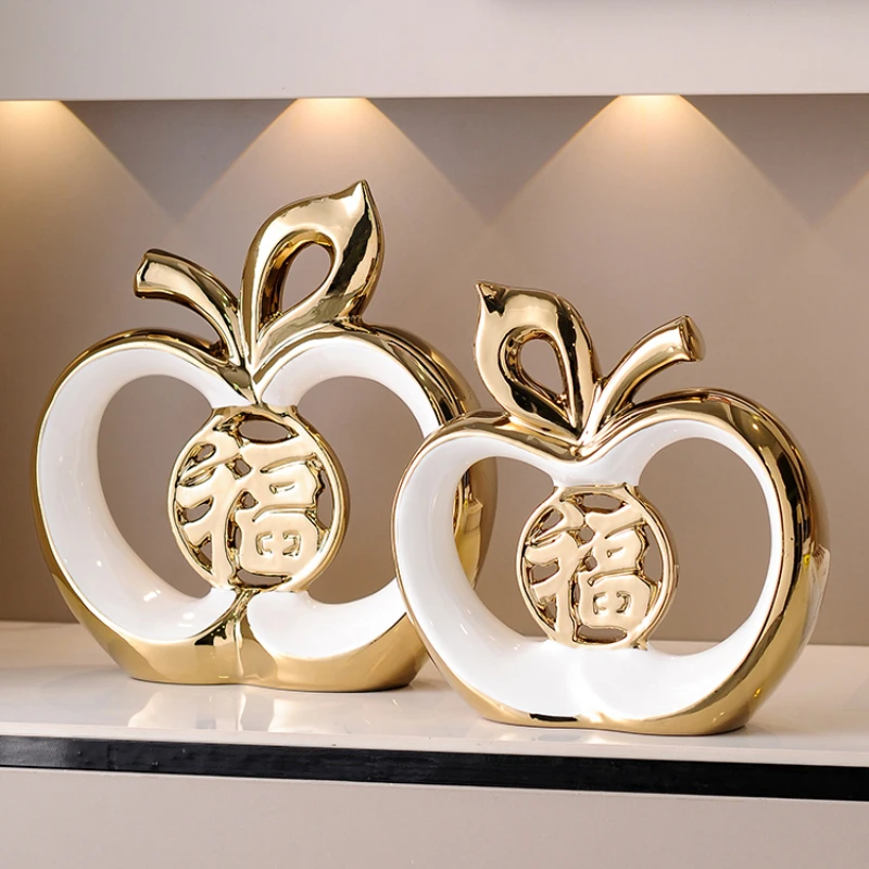 

1pc Ceramic apple ornaments Blessing ornament Decoration of living room foyer home decoration Birthday gift Bedroom decoration