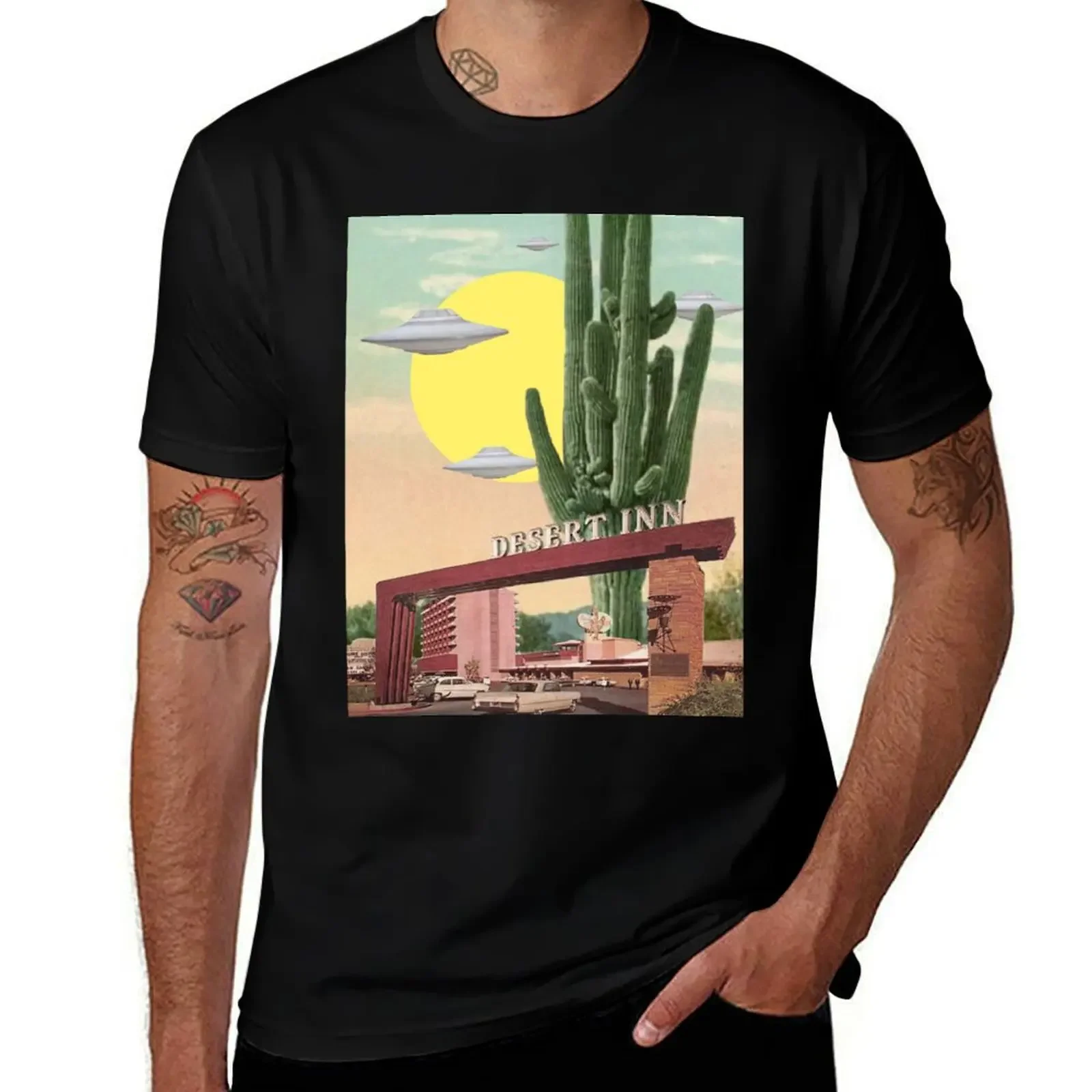 Desert Inn // UFOs Landing T-Shirt luxury clothing labubu Anime t-shirt graphics oversized mens plain t shirts