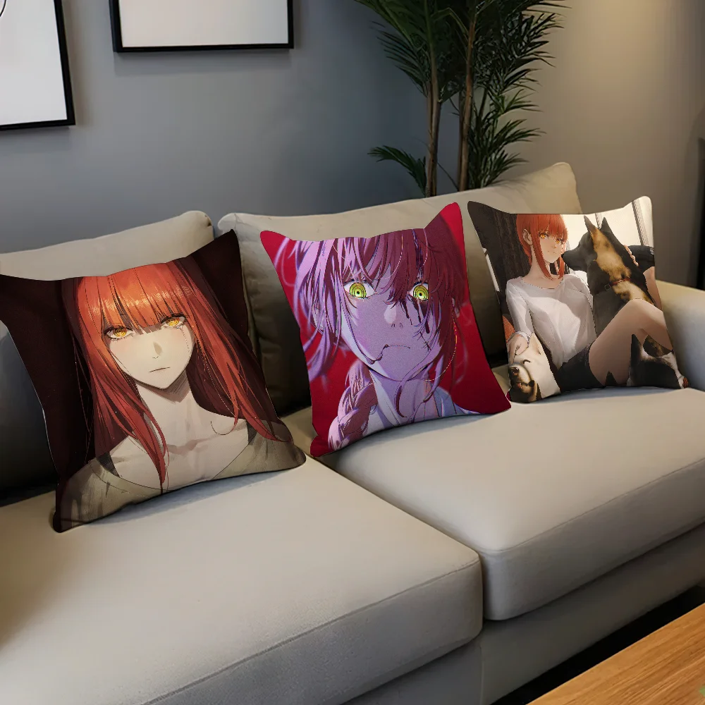 Anime Chainsaw Man Pillow Case For Home Bedroom Room Decoration Living Room Sofa Cushion Cover Suitable