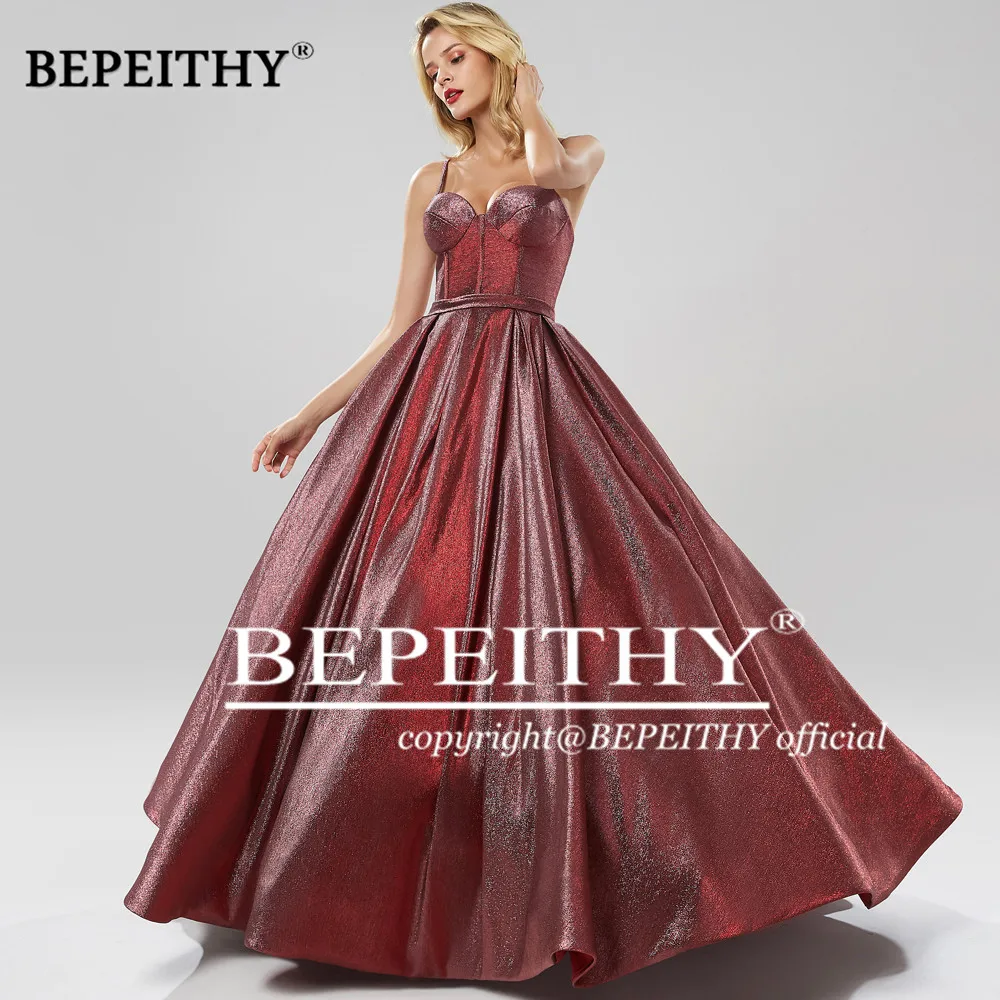 BEPEITHY Người Yêu Bầu Sparkle Dài Dạ Hội Chính Thức Áo Dây Đầm Vestido De Festa 2022 Lấp Lánh Vintage Quần Sịp Đùi Thông Hơi