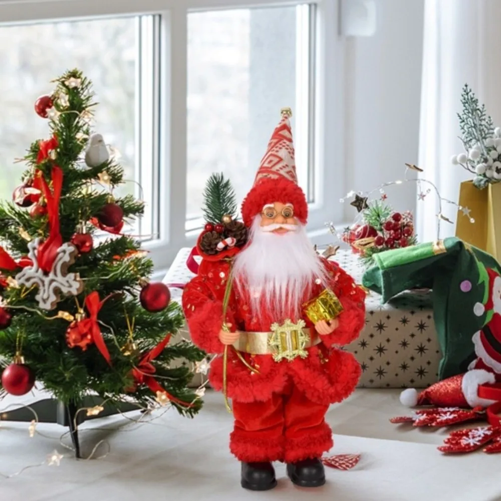 Gifts 60cm Christmas Santa Doll Sequins Window Display Decor Standing Santa Figurine Christmas Figurine Christmas Home Decor