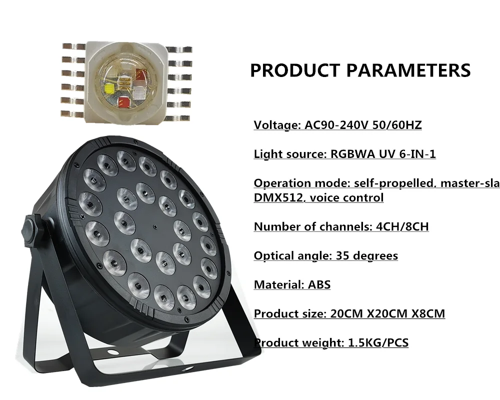 NEW MOLD 24X18W LED PAR Light/ 6-IN-1 RGBWA UV  PAR disco light dmx control LED wash light stage professional dj equipment