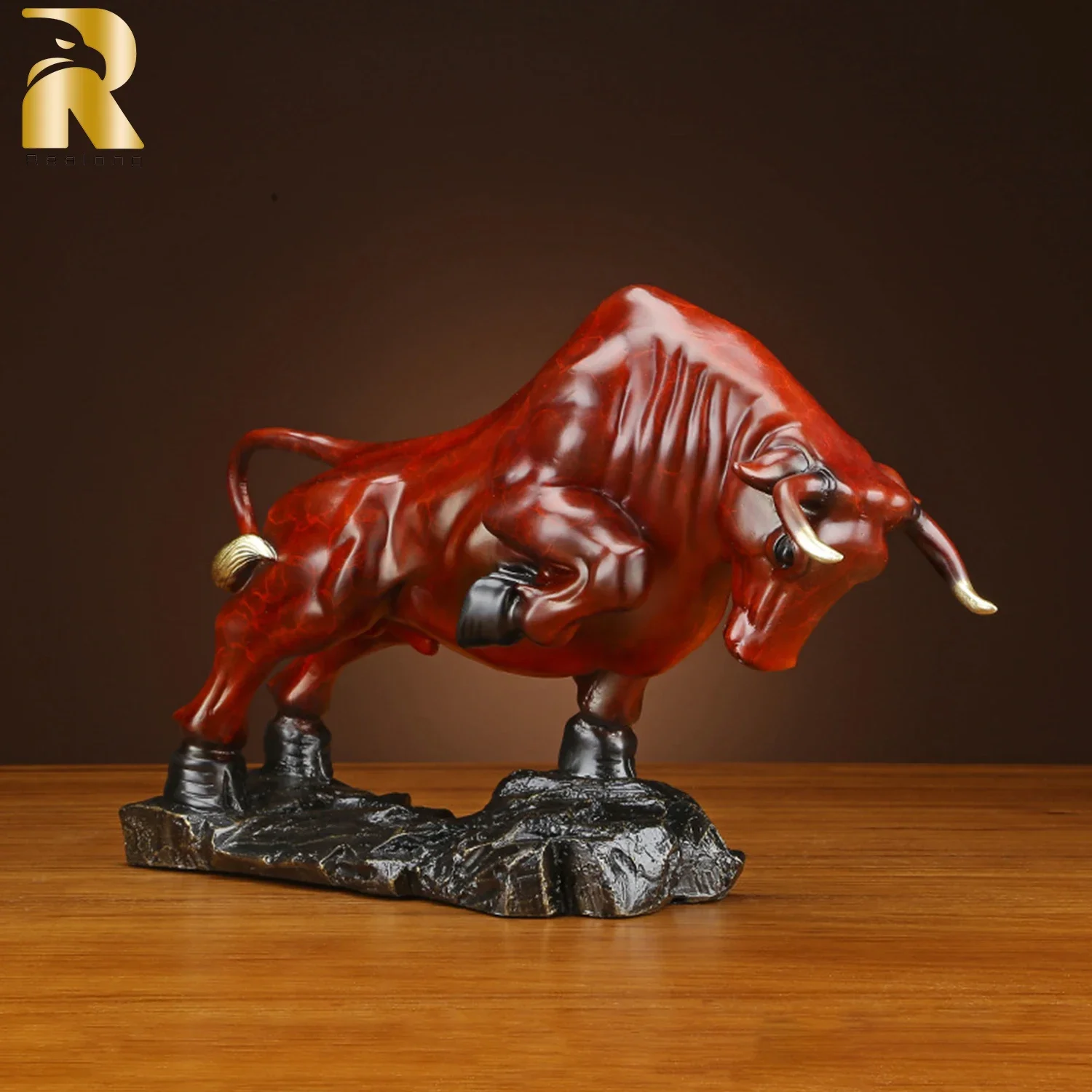 Bronze Bull Statue Fighting Bull Sculpture Casting Wall Street Charging Bull Handmade Animal Figurine For Home Office Decor Gift