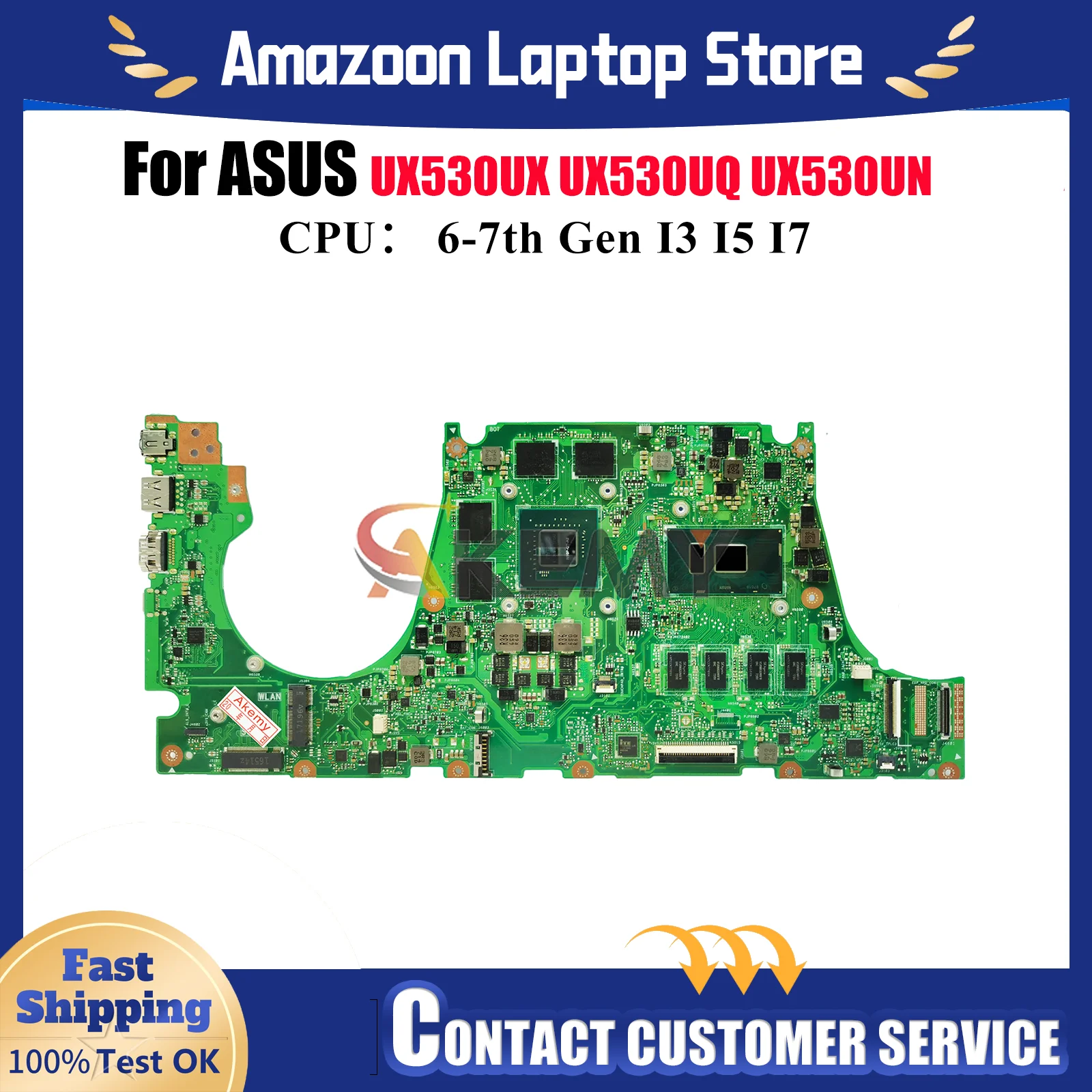 

UX530UQ Laptop Motherboard For ASUS ZenBook BX530U U5100U UX530UN UX530U UX530UX UX530UQ RX530U UX530UR Mainboard I3 I5 I7 CPU