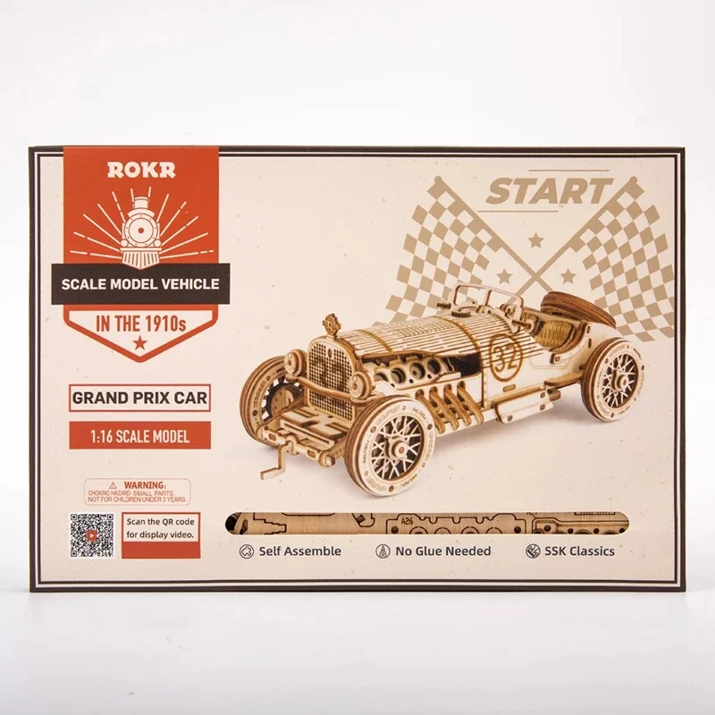 3D Wooden Car Puzzle para crianças, Assembly Racing Toys, Game