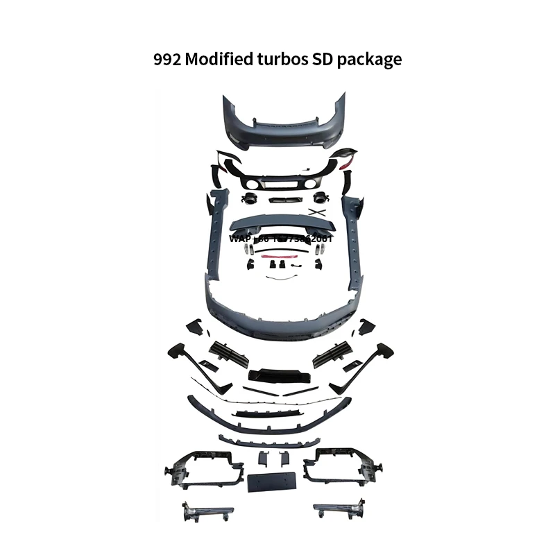 992 Upgrade Turbo S SD Body Kit - Front Bumper Assembly, Exhaust Tips & Air Deflector for 2019+
