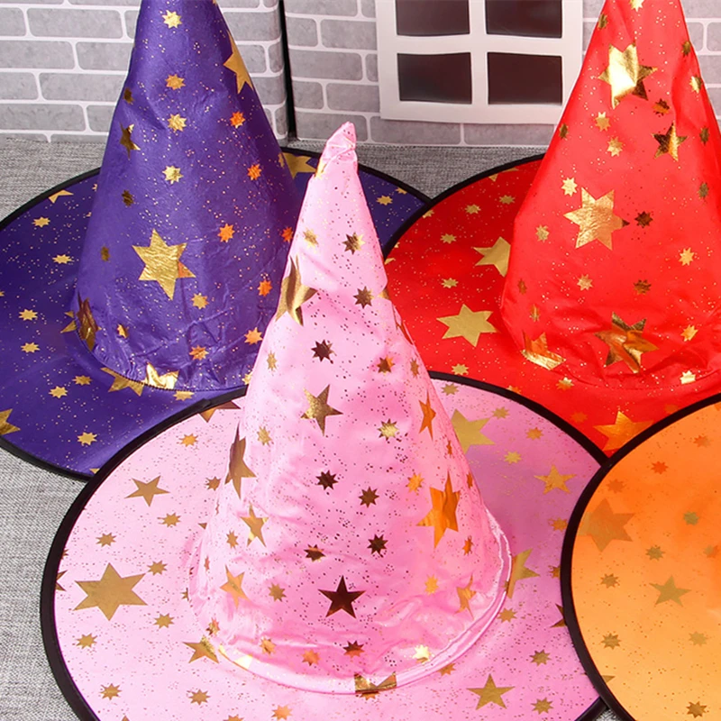 Halloween Cloak Cape with Pointy Hat Glittering Stars 6 Colours Halloween Event Dress Up Trick or treating Cosplay Clothes
