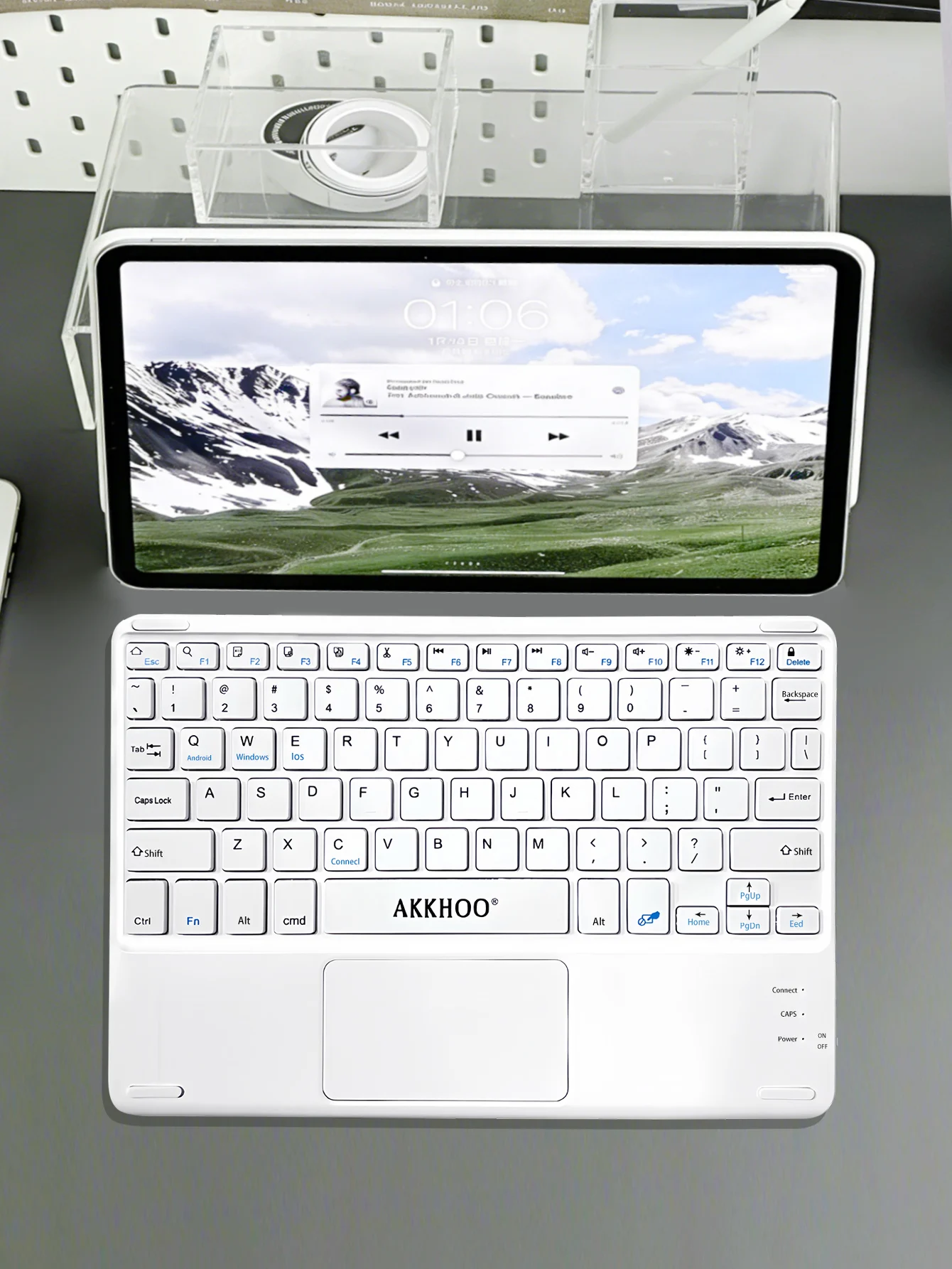 Wireless touch keyboard, slim and quiet design, long battery life, iPad mini Bluetooth keyboard, compatible with Android/IOS
