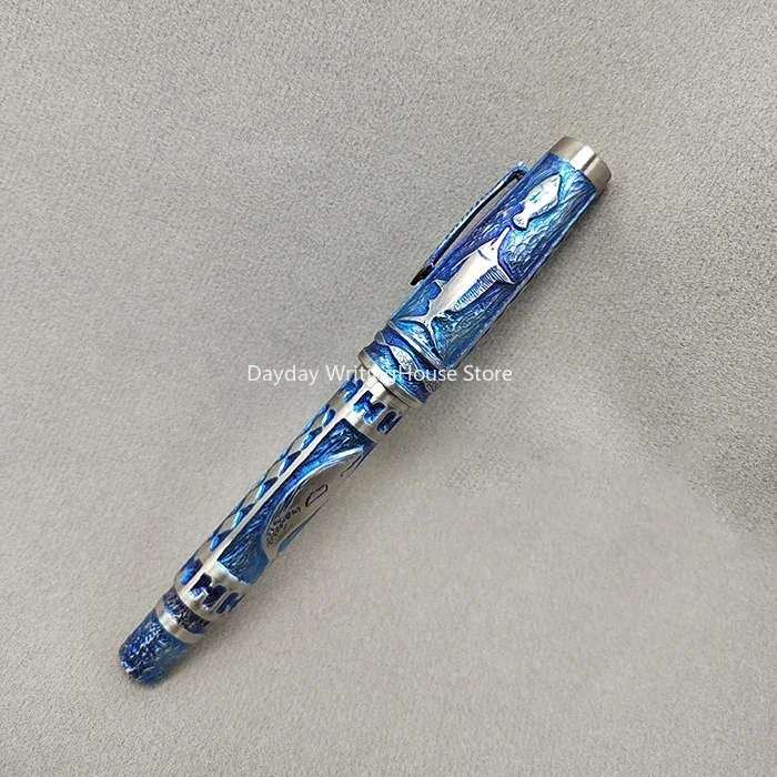 Creative Handmade Customized Titanium Alloy Fountain Pen BOCK NO.6 Nib Hand-engraved Signature Pen Copper Gift Collection