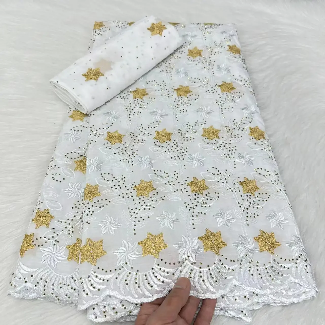 Swiss Lace Voile Fabric Embroidered Austria Cotton Novelty Africa Clothing Sewing Materials Winter Fabrics For Sewing Accessorie