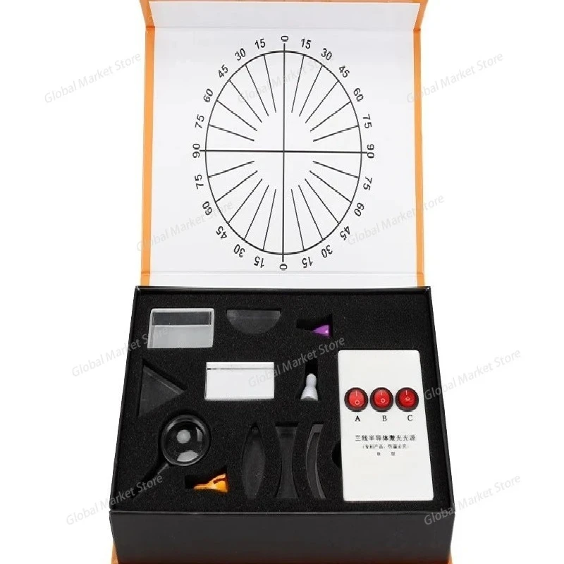 

Optical experiment box, light propagation, reflection, prism, convex lens, concave mirror, physical science teaching instrument