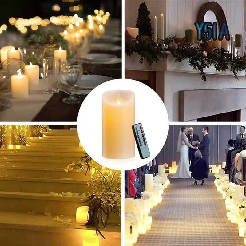 

Y51A-LED Flickering Flameless Candles,Rechargeable Candle,Real Wax Candles With Remote Control,Electronic Waving Lamp