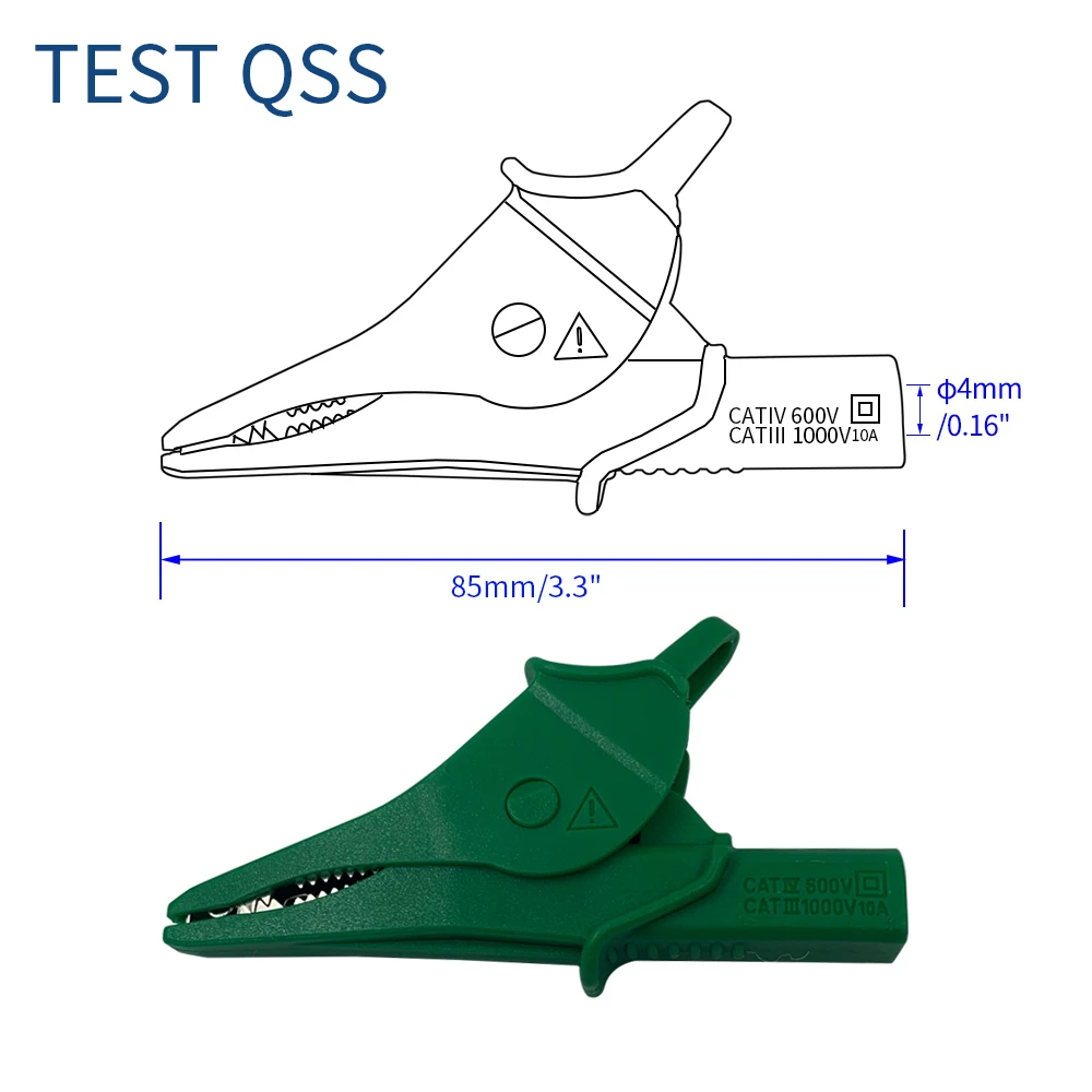 QSS Heavy Duty Alligator Clips Full Insulated Safe Crocodile Clips with 4MM Banana Jack Socket for Electrical Test Q.60073