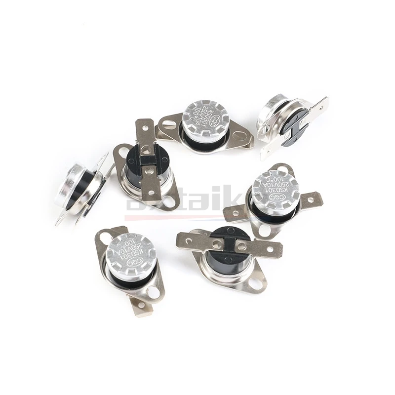 5PCS Bimetal Thermostat KSD301 10A 250V Normally Closed Temperature Switch Thermostat 40-190 Degree 50 60 70 80 130 100 125 °C