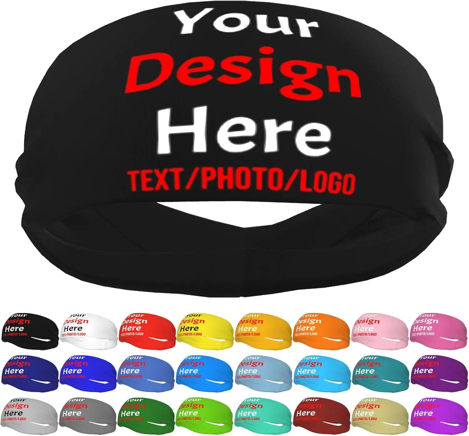Custom Sweatbands for Men Women Design Your Own Personalized Text Name Image Photo Sports Headbands