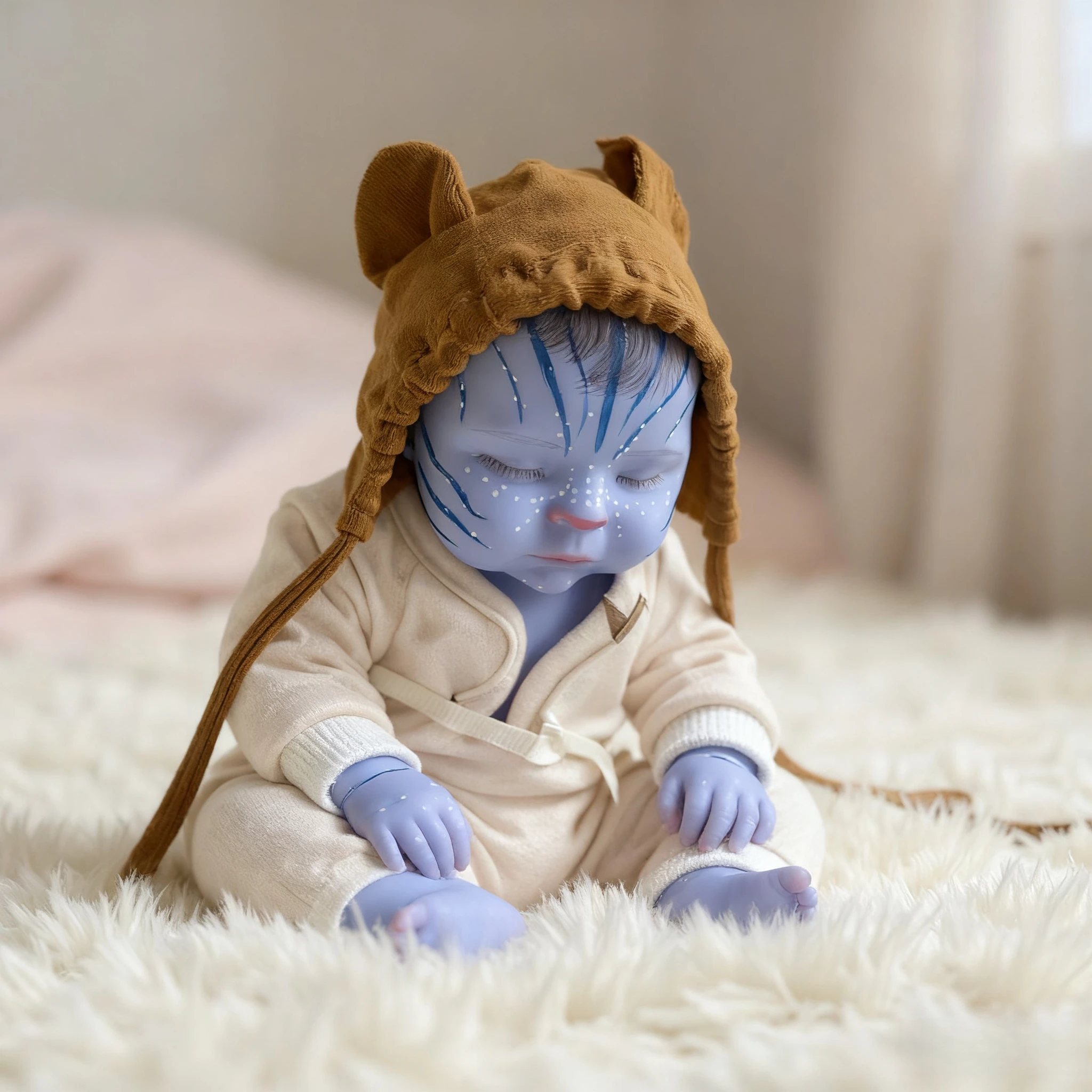 

13-дюймовая кукла реборн Blue Skin, персики с ручной росписью, имитация закрытых глаз для малышей с видимыми венами, подарок на день рождения/Рождество