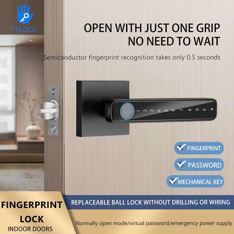 Electronic Smart Door Lock Biometric Fingerprint Unlock Wifi Tuya /TTLock APP Control Intelligent Password Lock Keyless Entry