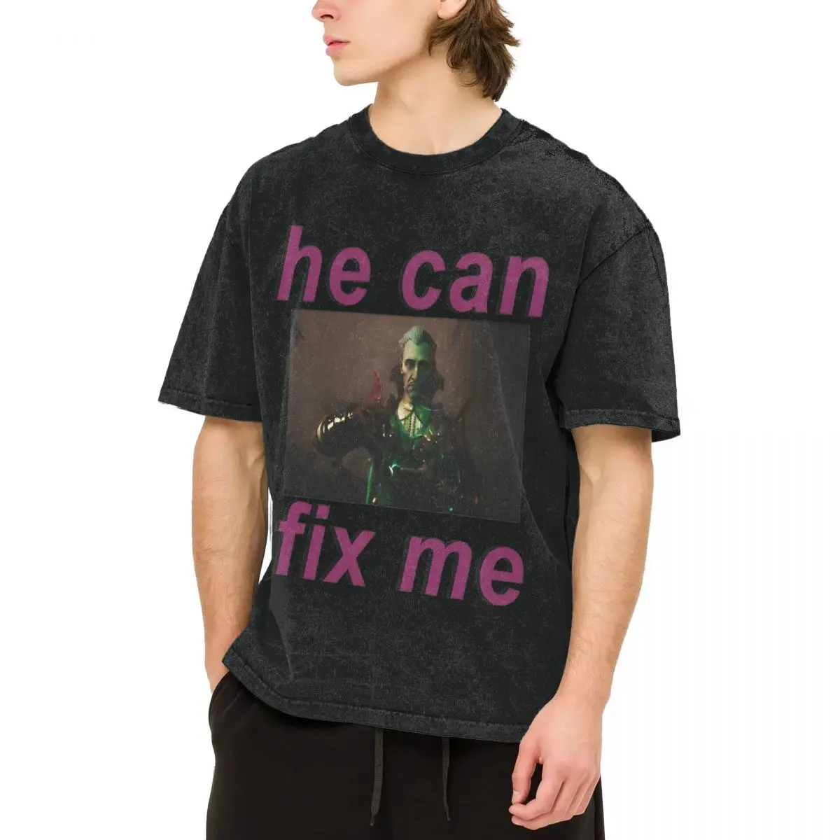 Emmrich He Can Fix Me Dragon Age T-Shirt Hippie T-Shirts Short-Sleeved Y2K Funny Tops Summer Cotton O-Neck Oversized Tees