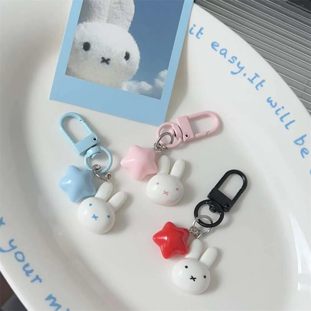 Miffy Rabbit Head Kawaii Cute Small Doll Keychain Backpack Car Ornament Charm Decorative Gift for Girl Adorable Pendant view 6