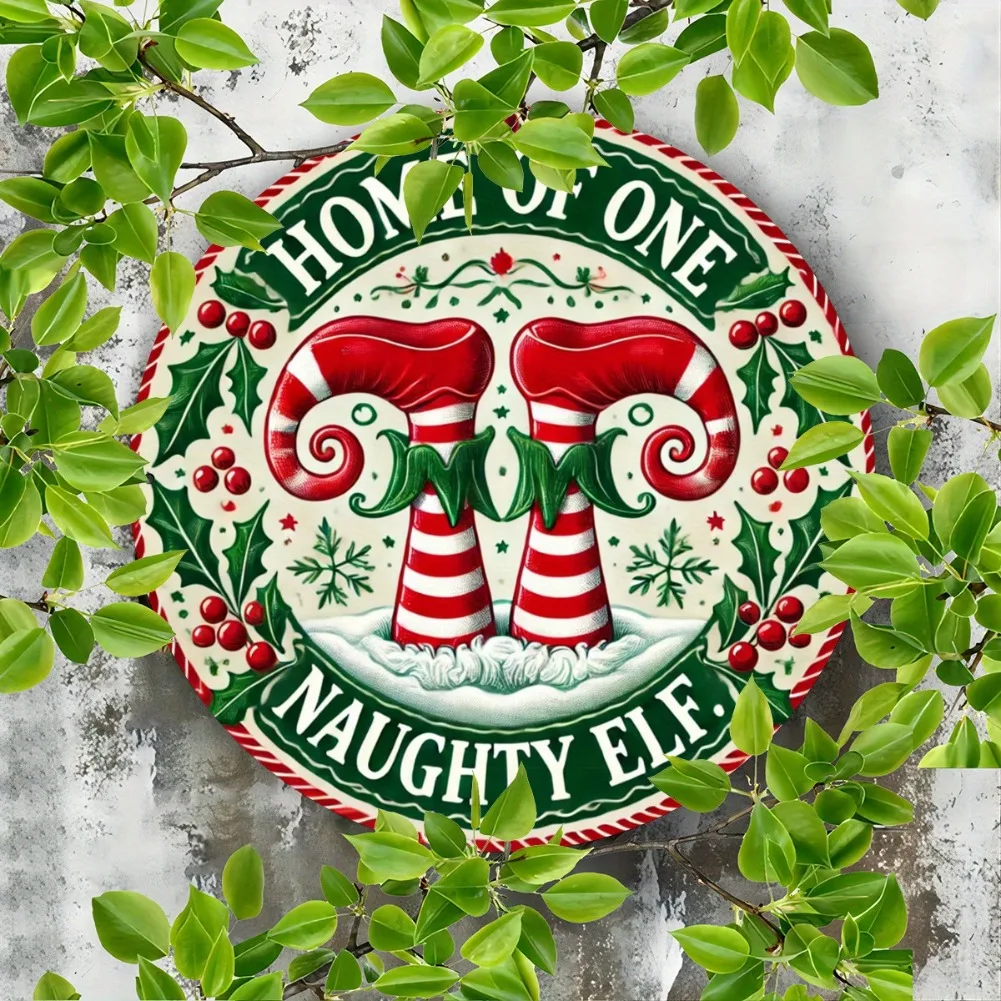 1 قطعة 8x8 "ريفي الألومنيوم جولة "منزل واحد شقي قزم" علامة-إكليل عيد الميلاد الباب شنقا للمنزل غرفة المعيشة عطلة ديكور