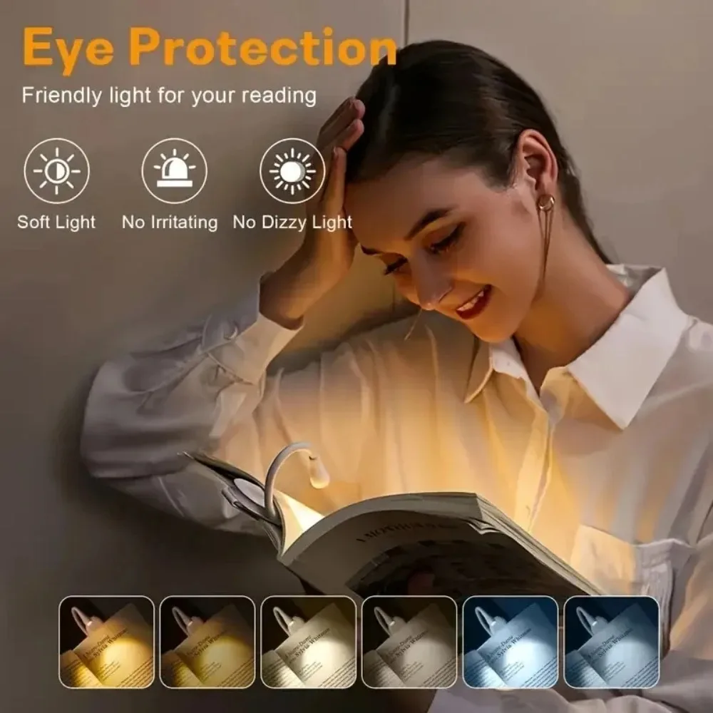 Mini Portable LED Book Lights USB Rechargeable Eye Protection Night Light 360°Clip-On For Night Reading Lamp Travel Bedroom