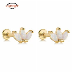 CANNER 925 Sterling Silver 2pcs Piercing Earrings for Women Exquisite Flat Back Ear Studs Cartilage Earring Body Jewelry Gifts