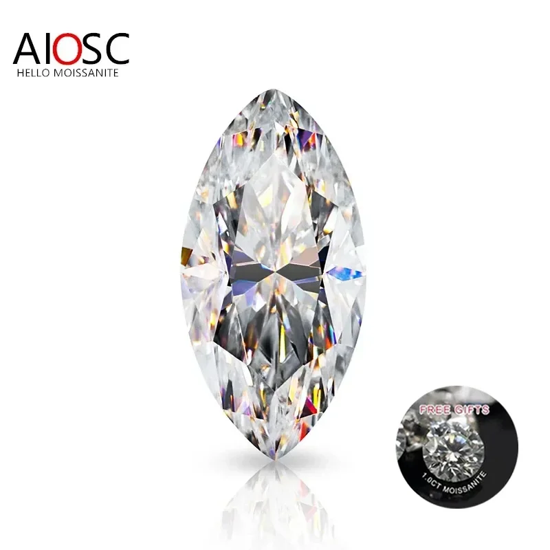 

AIOSC Marquise Cut Moissanite Loose Stones D VVS1 0.5ct~3.0ct Gemstones For Women Jewelry Diamond Ring Material with Certificate