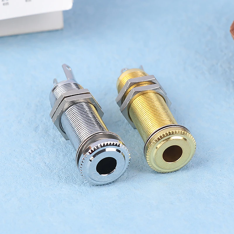 New Electric Guitar Bass 6.35mm Socket Stereo 1/4 Inch Output Jacks Plug Brass Straight Tube Style Jack Anti-noisy Plug Socket