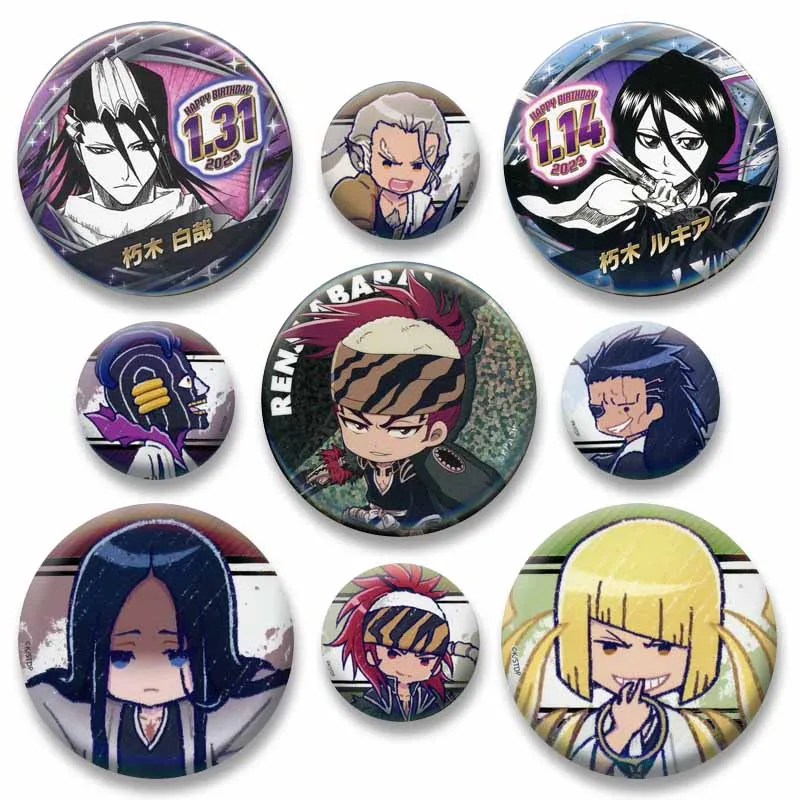 Classic Anime Bleach Soft Button Pins Cartoon Ichigo Orihime Kisuke Badges Round Chibi Brooch Bag Clothes Decor Jewelry Ornament