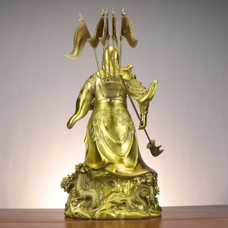 Bronze , -Bringing Treasure Bowl With Sword, Nine-Dragon Guan Gong, Five Elements Flag, Martial God O