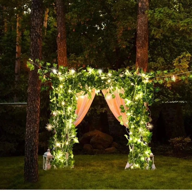 7M/12M Fairy Lights ivy String LED Solar Light Vine Maple Leaf Waterproof Garland Solar Lamp Christmas for Garden Decoration