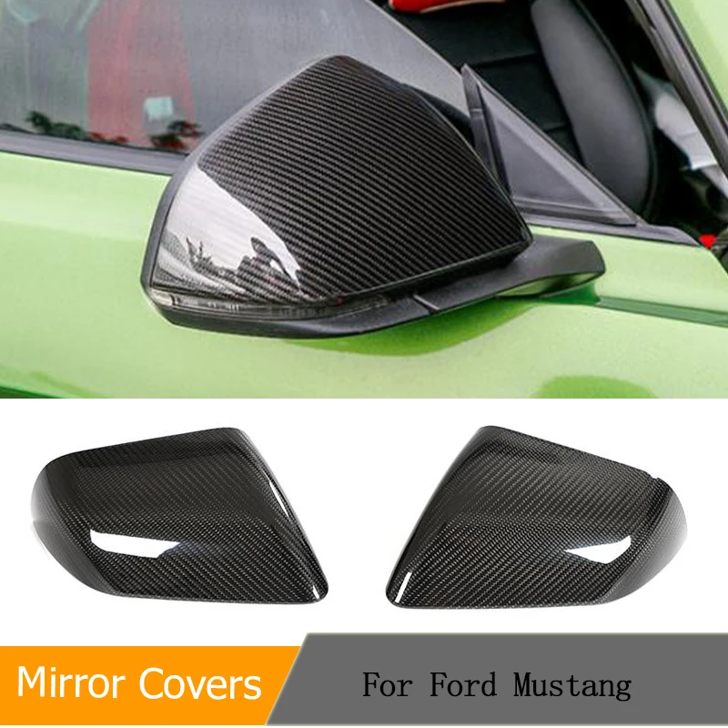 Carbon Fiber Car Rear View Mirror Covers Caps for Ford Mustang GT Coupe 2-Door 2015-2019 Add On Side Mirror Caps Shell LHD