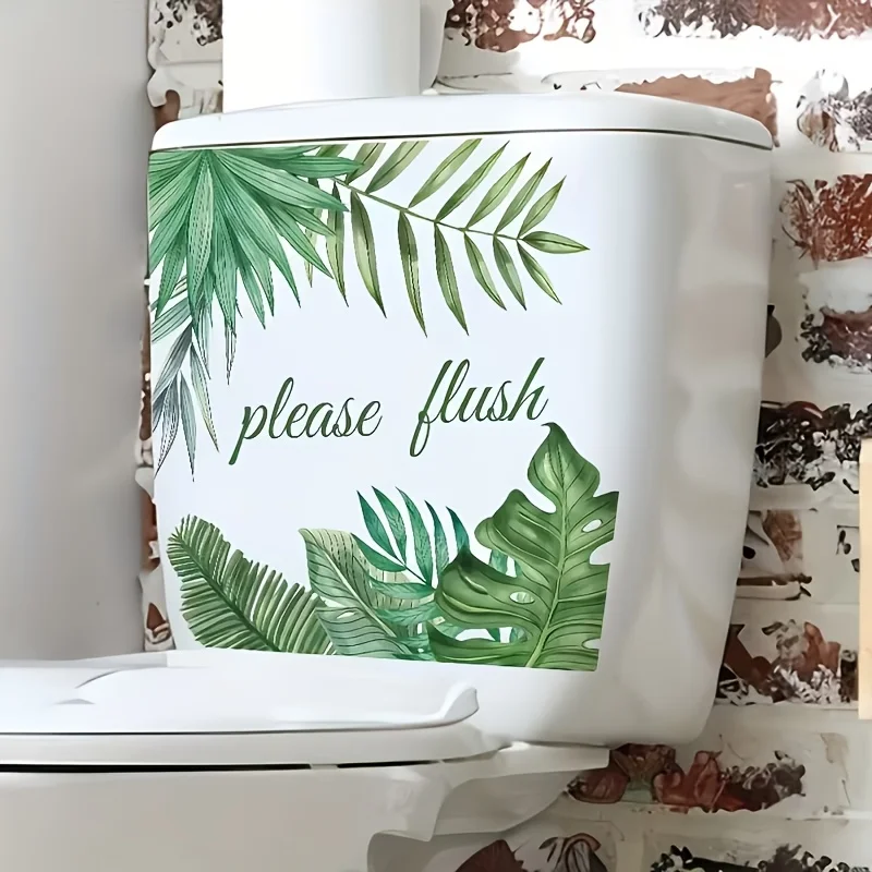 1PC tropical leaf toilet sticker, plant and plant decoration wall sticker, bathroom beautification, sticker toilet and water tan