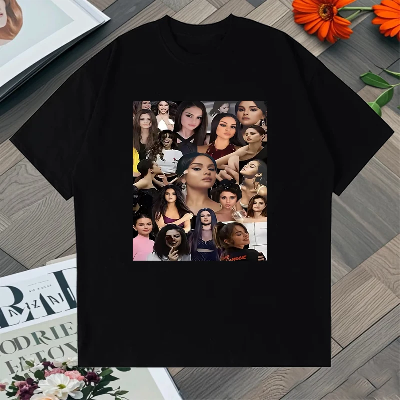 

Hot sale Selena Gomez Tee shirt Pattern Printing Gothic Oversized t-shirt Men Women Cotton short sleeve Unisex streetwear Tops