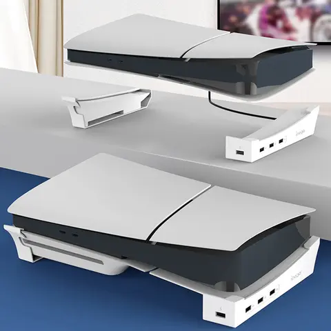 For Slim Horizontal Holder with Hub Host Rack Storage Holder for Playstation 5 Slim Disc&Digital Edition