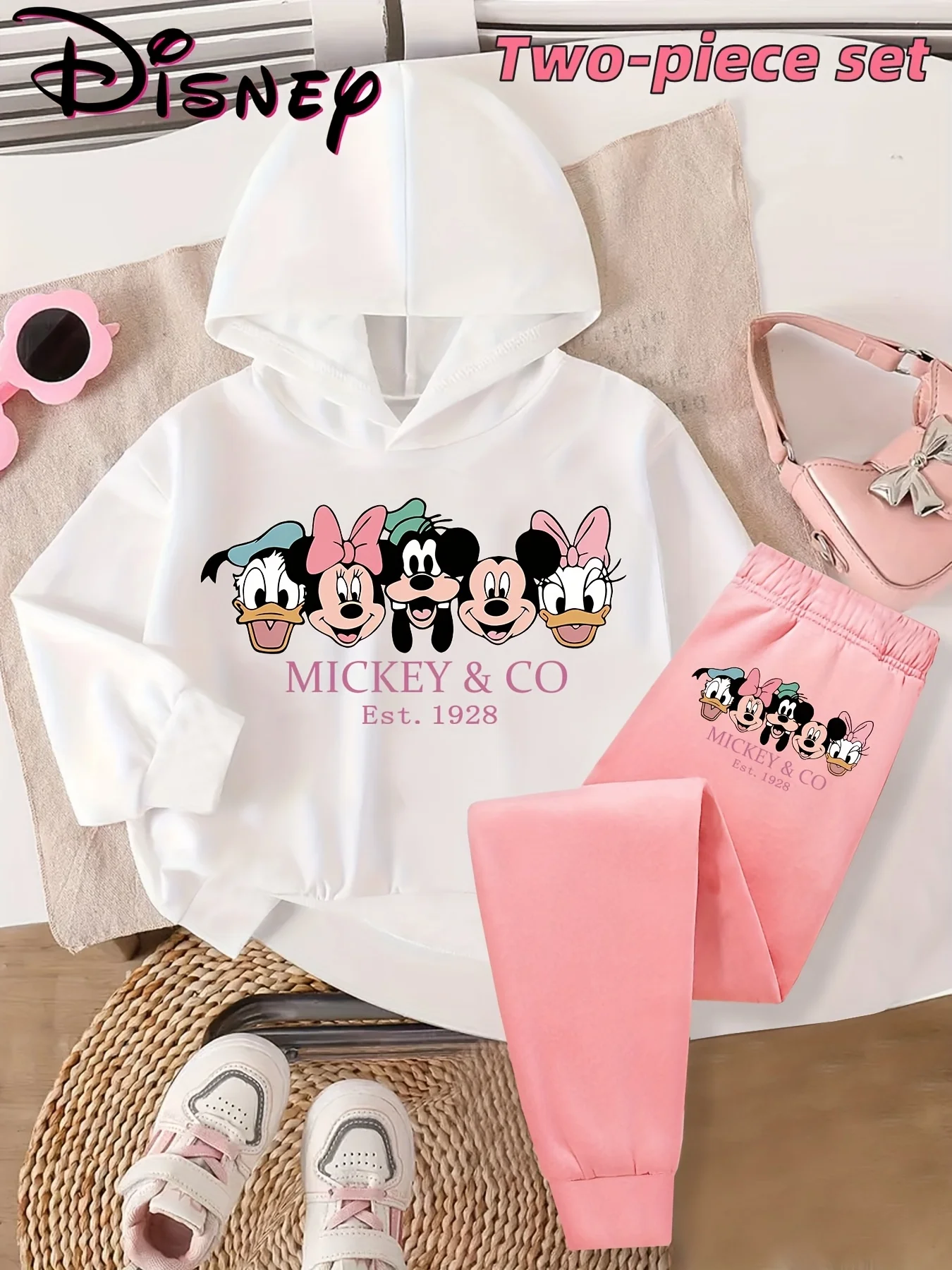 [Autorizado] Conjunto de pantalones y sudadera con capucha a la moda para padres e hijos de Disney Park, conjunto de pantalones con capucha a la moda para niños y niñas
