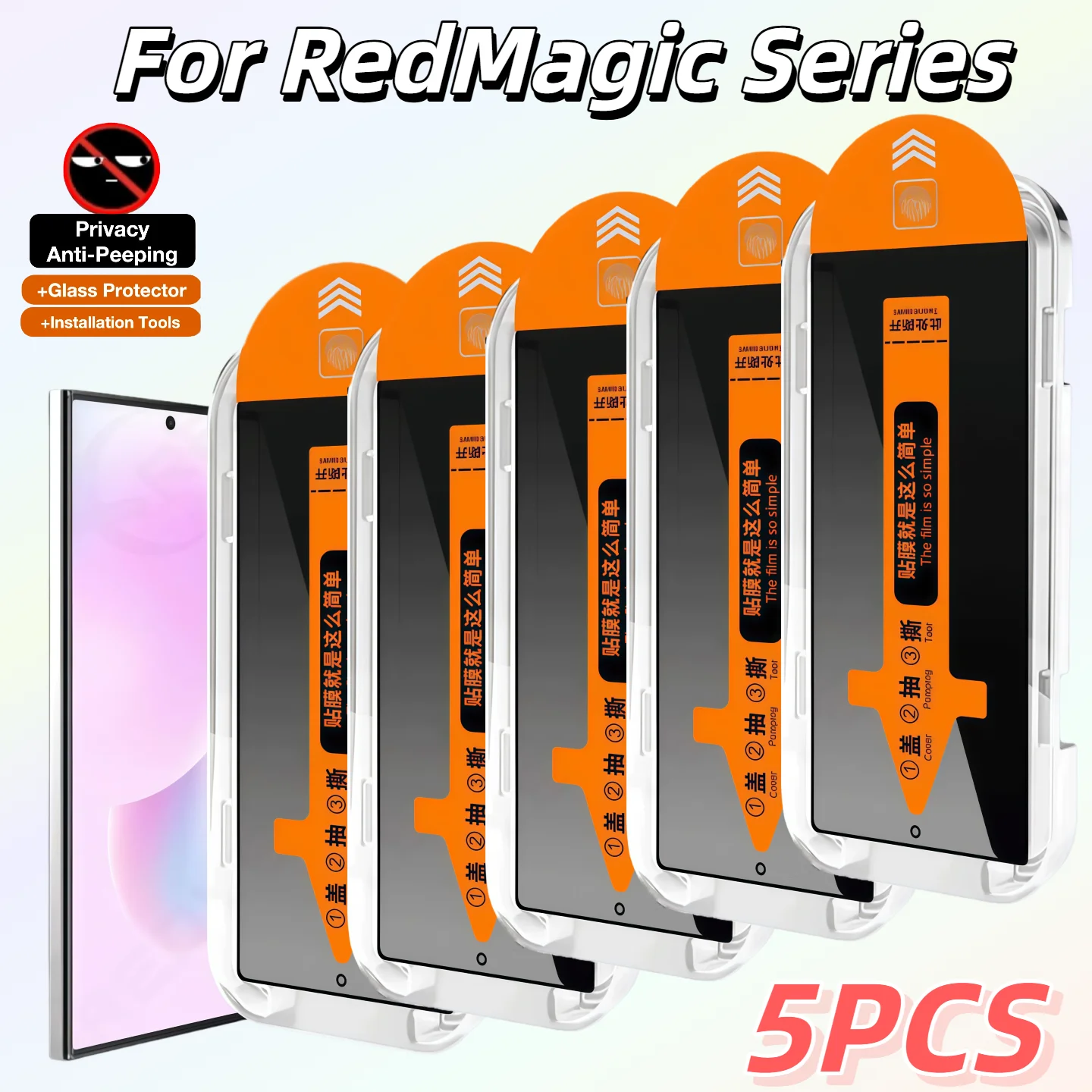 

5PCS Dust-Free Bubble-Free Privacy Tempered Glass Screen Protector for ZTE Nubia RedMagic 8 8S 9 9S 10 10S 11 Pro Ultrasonic